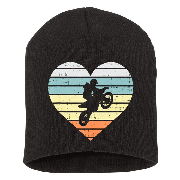 Dirt Biker Motocross Heart Retro Track Racing Riding Gift Short Acrylic Beanie