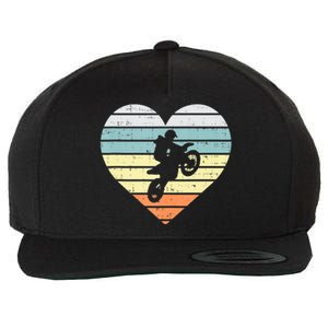 Dirt Biker Motocross Heart Retro Track Racing Riding Gift Wool Snapback Cap