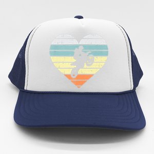 Dirt Biker Motocross Heart Retro Track Racing Riding Gift Trucker Hat