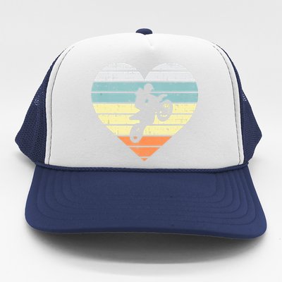 Dirt Biker Motocross Heart Retro Track Racing Riding Gift Trucker Hat