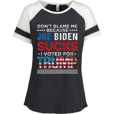 DonT Blame Me Cuz Joe Biden Sucks I Voted For Trump 2024 Enza Ladies Jersey Colorblock Tee