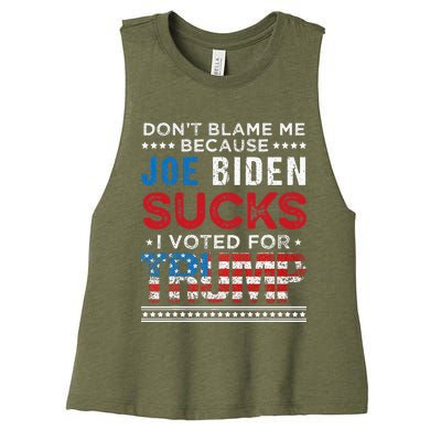 DonT Blame Me Cuz Joe Biden Sucks I Voted For Trump 2024 Women's Racerback Cropped Tank