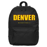 Denver Basketball Mile City High Colorado Practice Jersey 16 in Basic Backpack