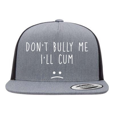 Don't Bully Me I'll Cum Funny Quote White Text Flat Bill Trucker Hat