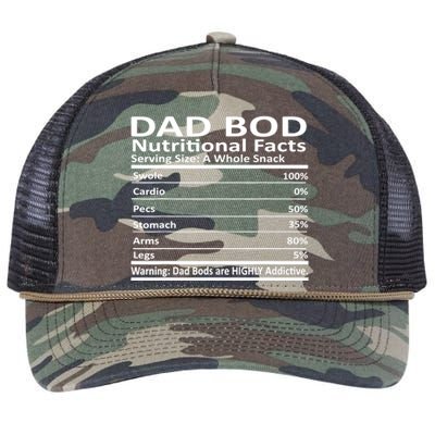 Dad Bod Nutritional Facts Funny Father Retro Rope Trucker Hat Cap