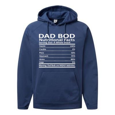 Dad Bod Nutritional Facts Funny Father Performance Fleece Hoodie