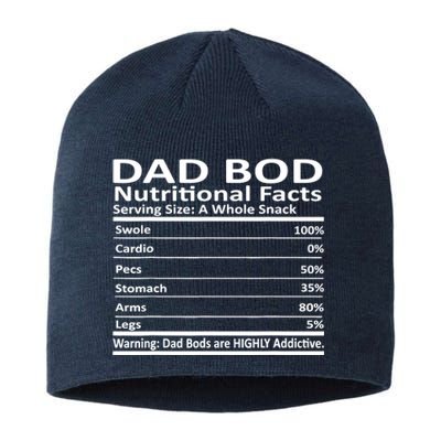 Dad Bod Nutritional Facts Funny Father Sustainable Beanie