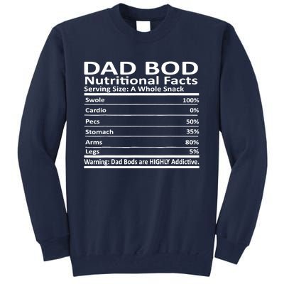 Dad Bod Nutritional Facts Funny Father Tall Sweatshirt