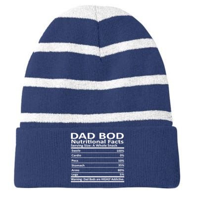 Dad Bod Nutritional Facts Funny Father Striped Beanie with Solid Band