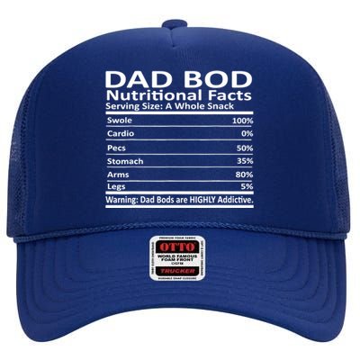 Dad Bod Nutritional Facts Funny Father High Crown Mesh Back Trucker Hat