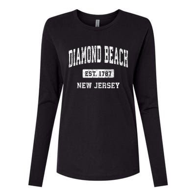 Diamond Beach New Jersey Nj Vintage Athletic Sports Womens Cotton Relaxed Long Sleeve T-Shirt