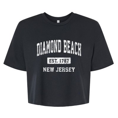 Diamond Beach New Jersey Nj Vintage Athletic Sports Bella+Canvas Jersey Crop Tee