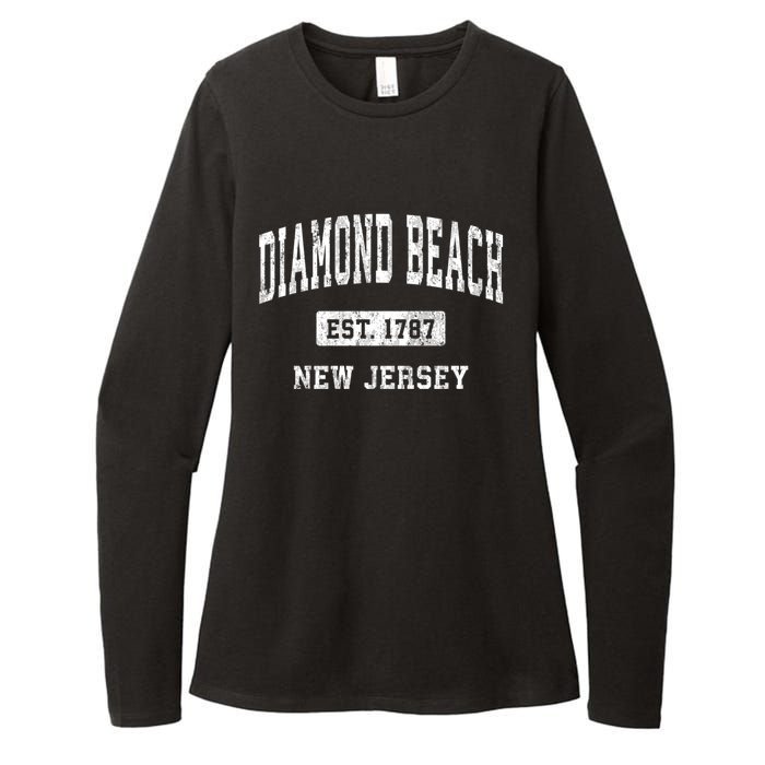 Diamond Beach New Jersey Nj Vintage Athletic Sports Womens CVC Long Sleeve Shirt