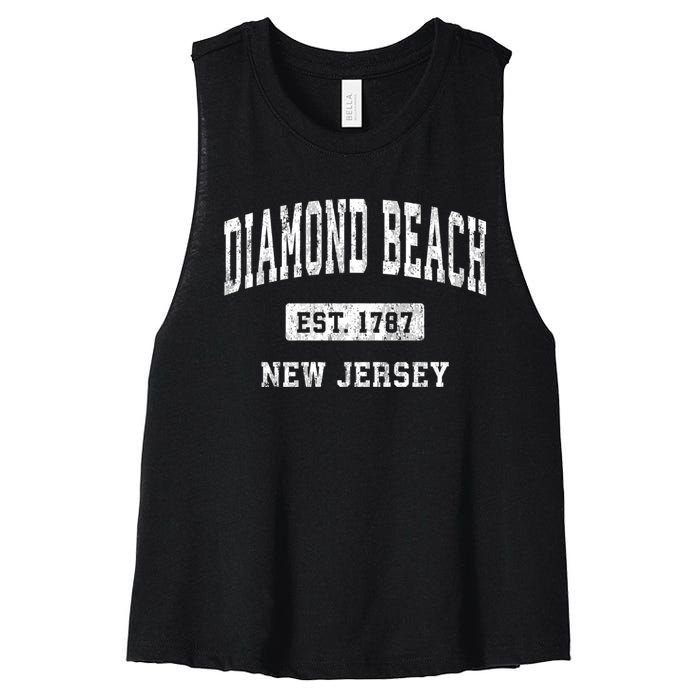 Diamond Beach New Jersey Nj Vintage Athletic Sports Women's Racerback Cropped Tank