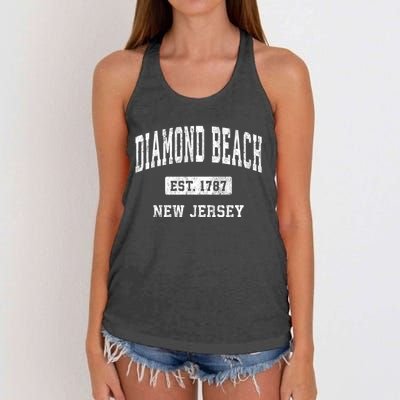 Diamond Beach New Jersey Nj Vintage Athletic Sports Women's Knotted Racerback Tank