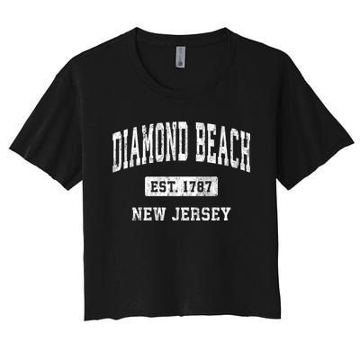 Diamond Beach New Jersey Nj Vintage Athletic Sports Women's Crop Top Tee