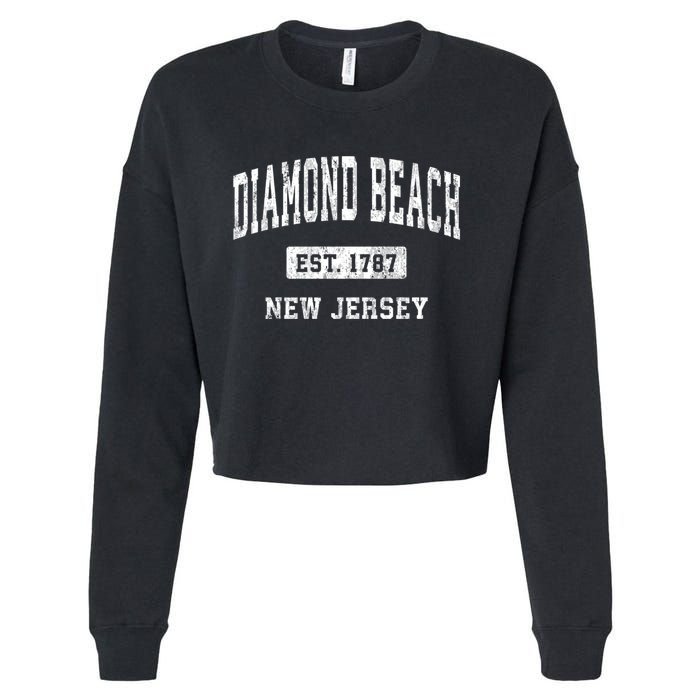 Diamond Beach New Jersey Nj Vintage Athletic Sports Cropped Pullover Crew