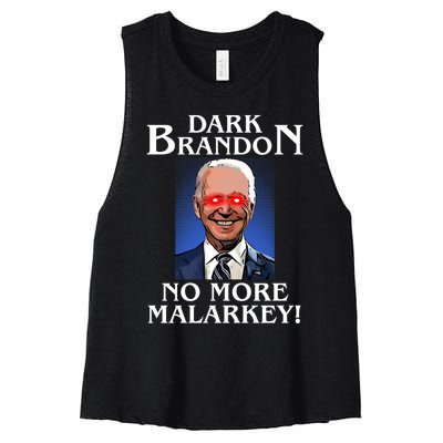 Dark Brandon No More Malarkey Funny Presidential Meme Women's Racerback Cropped Tank