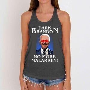 Dark Brandon No More Malarkey Funny Presidential Meme Women's Knotted Racerback Tank