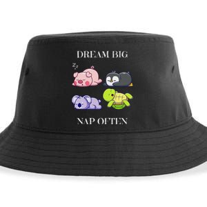 Dream Big Nap Often Funny Animal Sustainable Bucket Hat