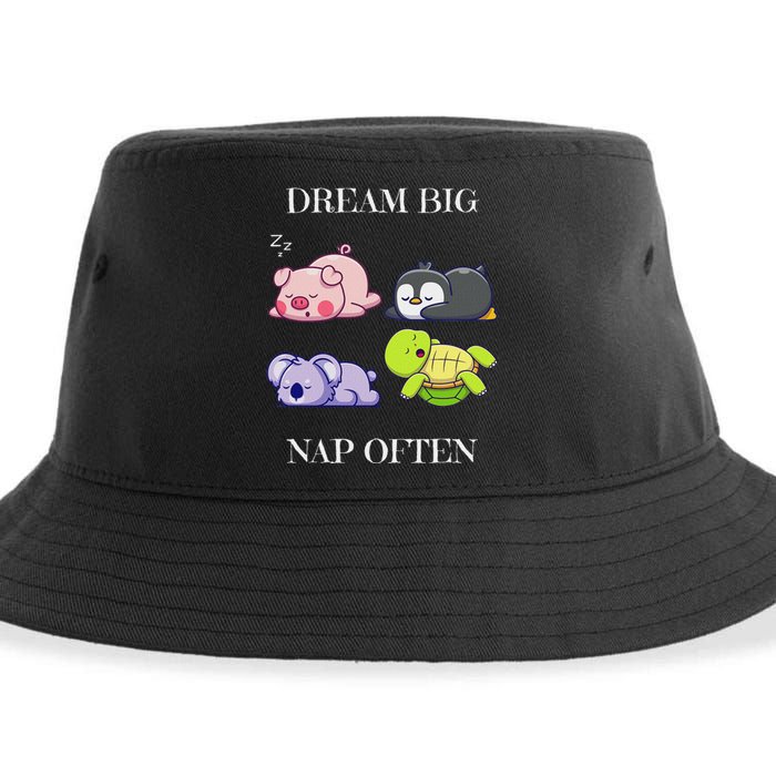 Dream Big Nap Often Funny Animal Sustainable Bucket Hat