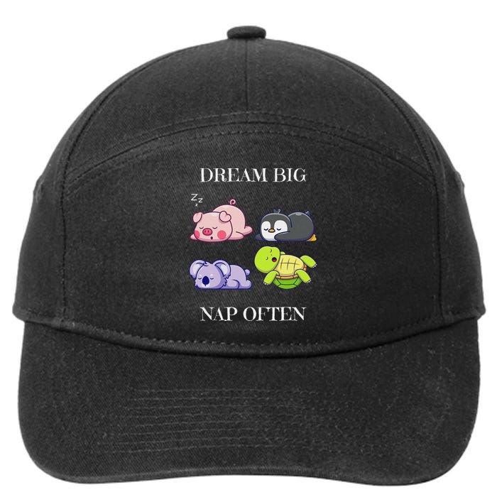 Dream Big Nap Often Funny Animal 7-Panel Snapback Hat