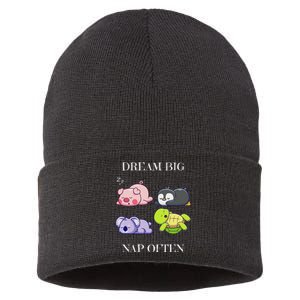 Dream Big Nap Often Funny Animal Sustainable Knit Beanie