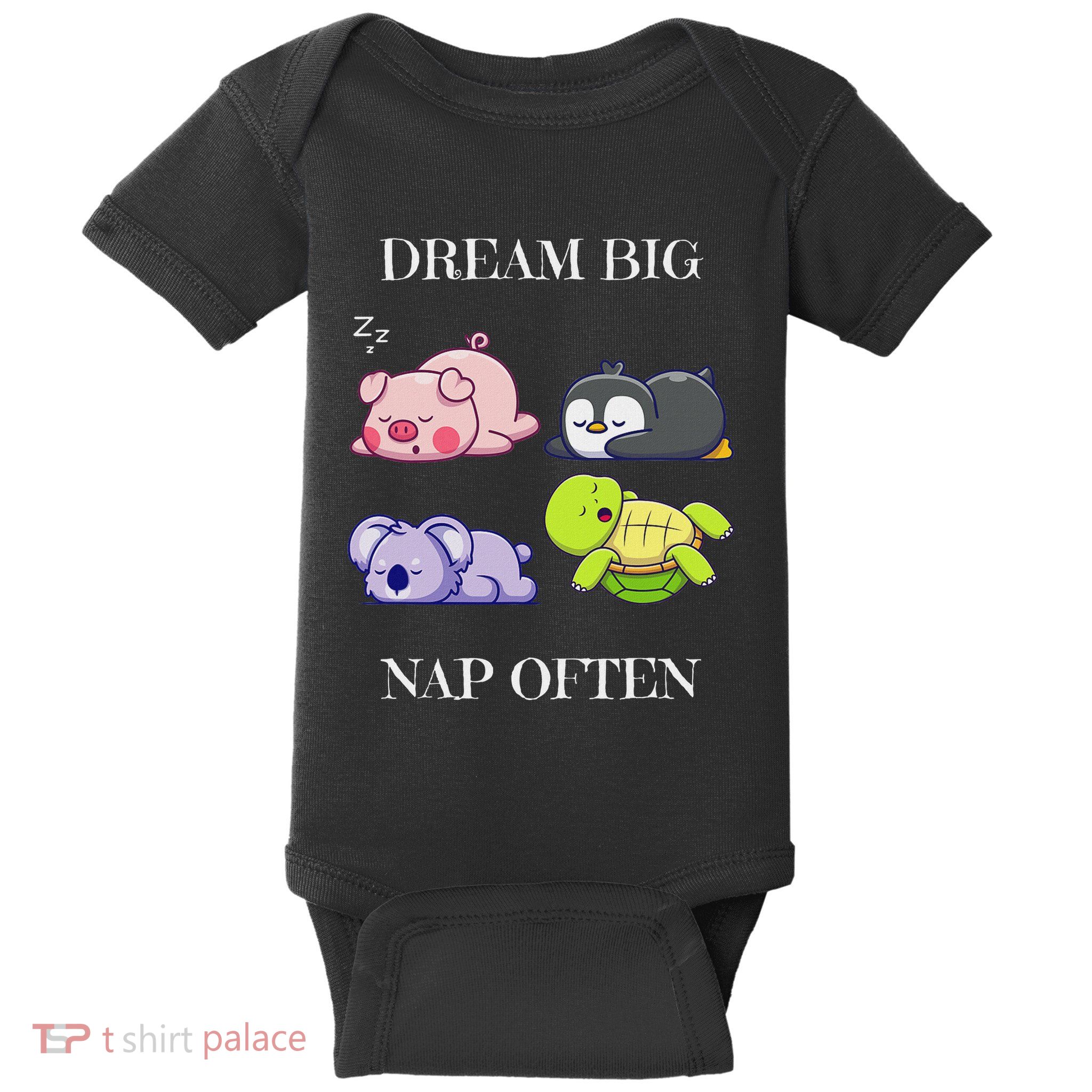 Dream Big Nap Often Funny Animal Baby Bodysuit