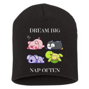 Dream Big Nap Often Funny Animal Short Acrylic Beanie