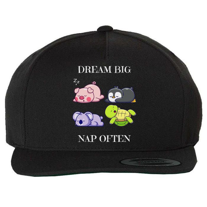 Dream Big Nap Often Funny Animal Wool Snapback Cap