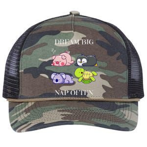 Dream Big Nap Often Funny Animal Retro Rope Trucker Hat Cap