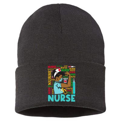 Dy Black Nurse 2020 Costume Black History Month Gifts Sustainable Knit Beanie