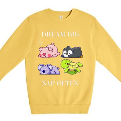 Dream Big Nap Often Animal Premium Crewneck Sweatshirt