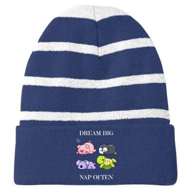 Dream Big Nap Often Animal Striped Beanie with Solid Band