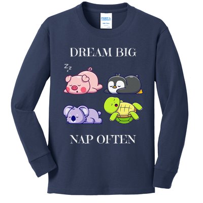 Dream Big Nap Often Animal Kids Long Sleeve Shirt