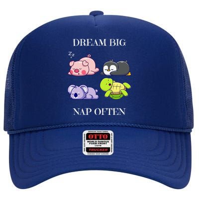 Dream Big Nap Often Animal High Crown Mesh Back Trucker Hat