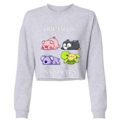 Dream Big Nap Often Animal Cropped Pullover Crew