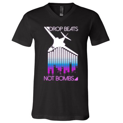 Drop Beats Not Bombs V-Neck T-Shirt