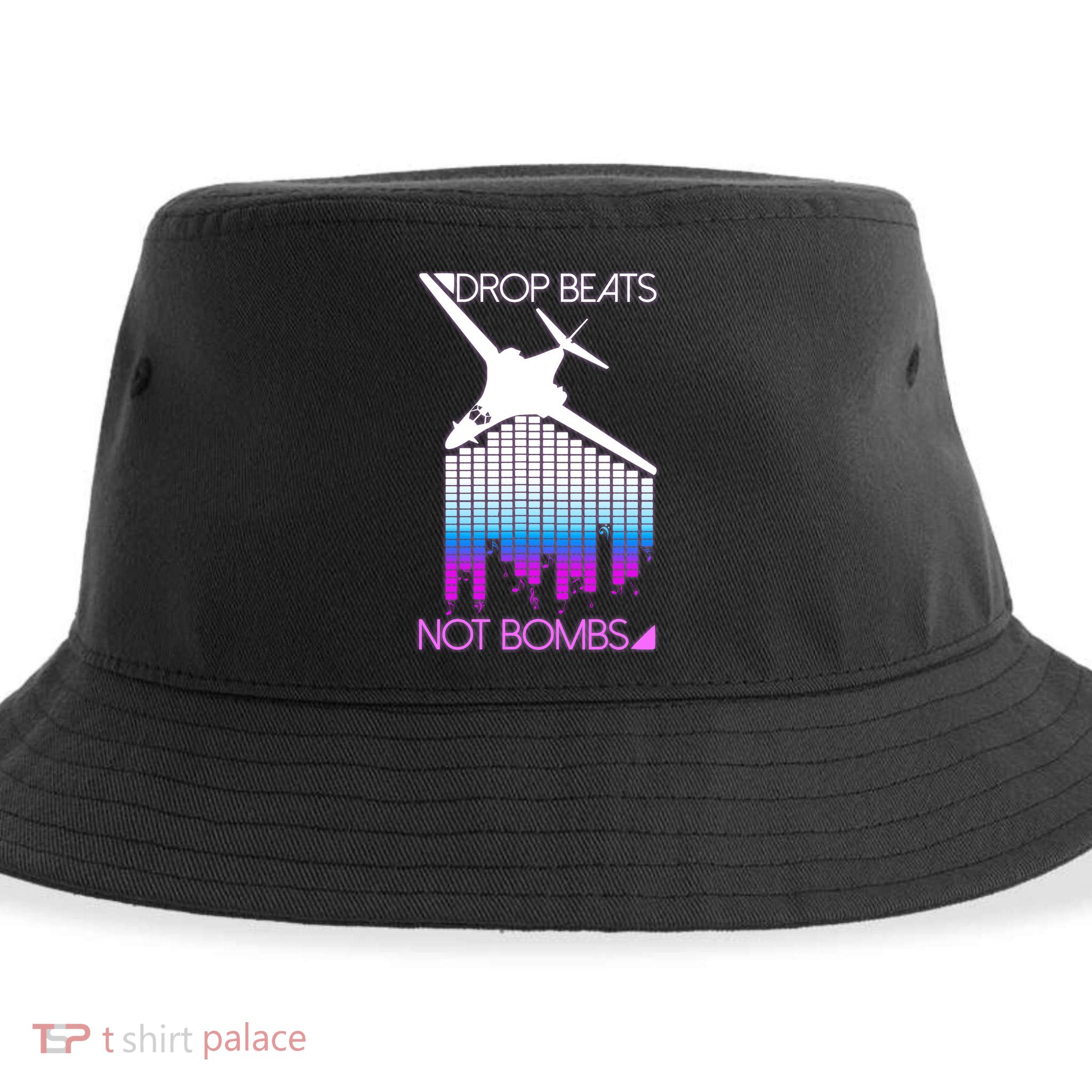 Drop Beats Not Bombs Sustainable Bucket Hat
