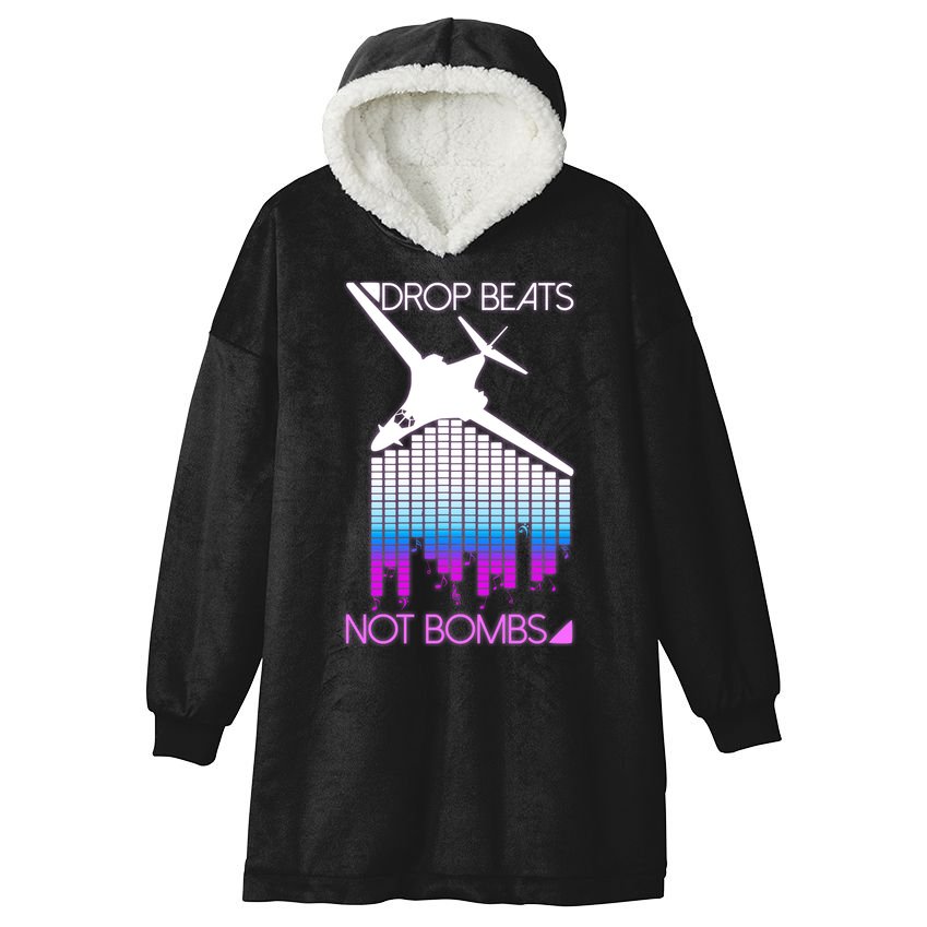 Drop Beats Not Bombs Hooded Wearable Blanket