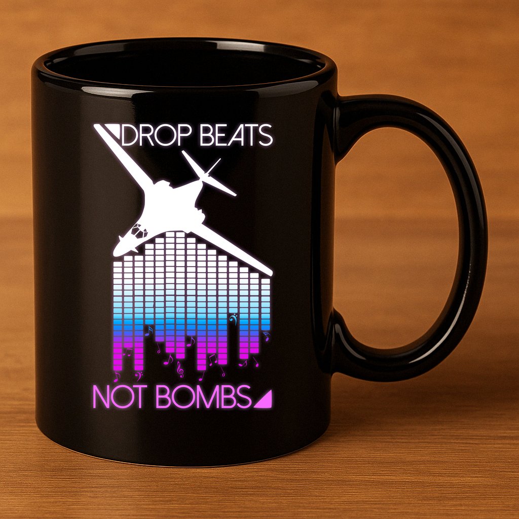Drop Beats Not Bombs 11oz C Handle Ceramic Mug