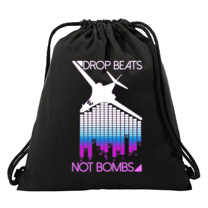 Drop Beats Not Bombs Drawstring Bag