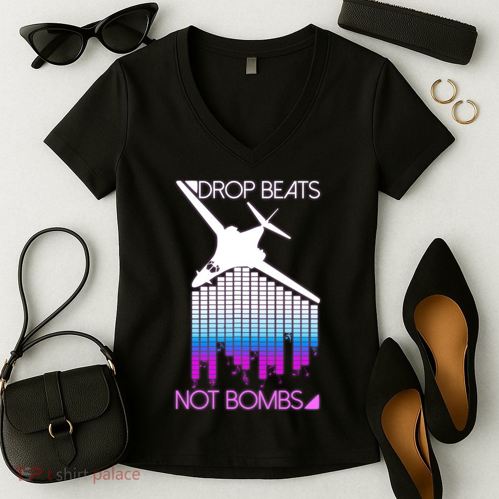 Drop Beats Not Bombs Women's V-Neck T-Shirt