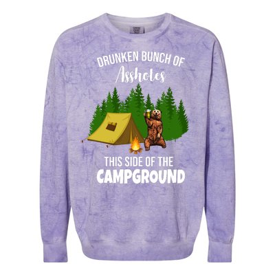 Drunken Bunch Of Assholes This Side Of The Campground Colorblast Crewneck Sweatshirt