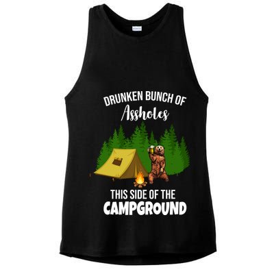 Drunken Bunch Of Assholes This Side Of The Campground Ladies PosiCharge Tri-Blend Wicking Tank