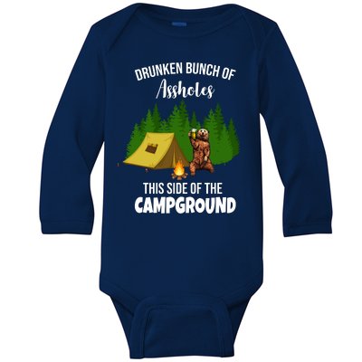 Drunken Bunch Of Assholes This Side Of The Campground Baby Long Sleeve Bodysuit