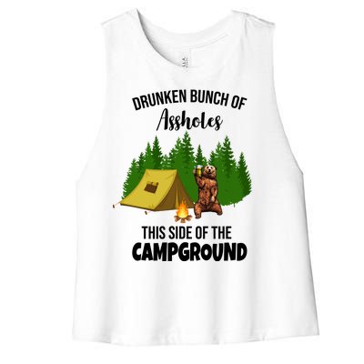 Drunken Bunch Of Assholes This Side Of The Campground Women's Racerback Cropped Tank