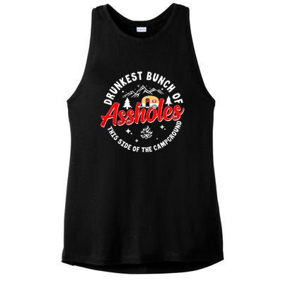 Drunkest Bunch Of Assholes Outdoors Funny Camping Ladies PosiCharge Tri-Blend Wicking Tank