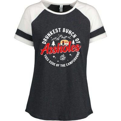 Drunkest Bunch Of Assholes Outdoors Funny Camping Enza Ladies Jersey Colorblock Tee