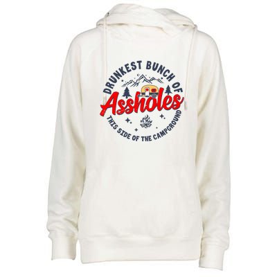 Drunkest Bunch Of Assholes Outdoors Funny Camping Womens Funnel Neck Pullover Hood